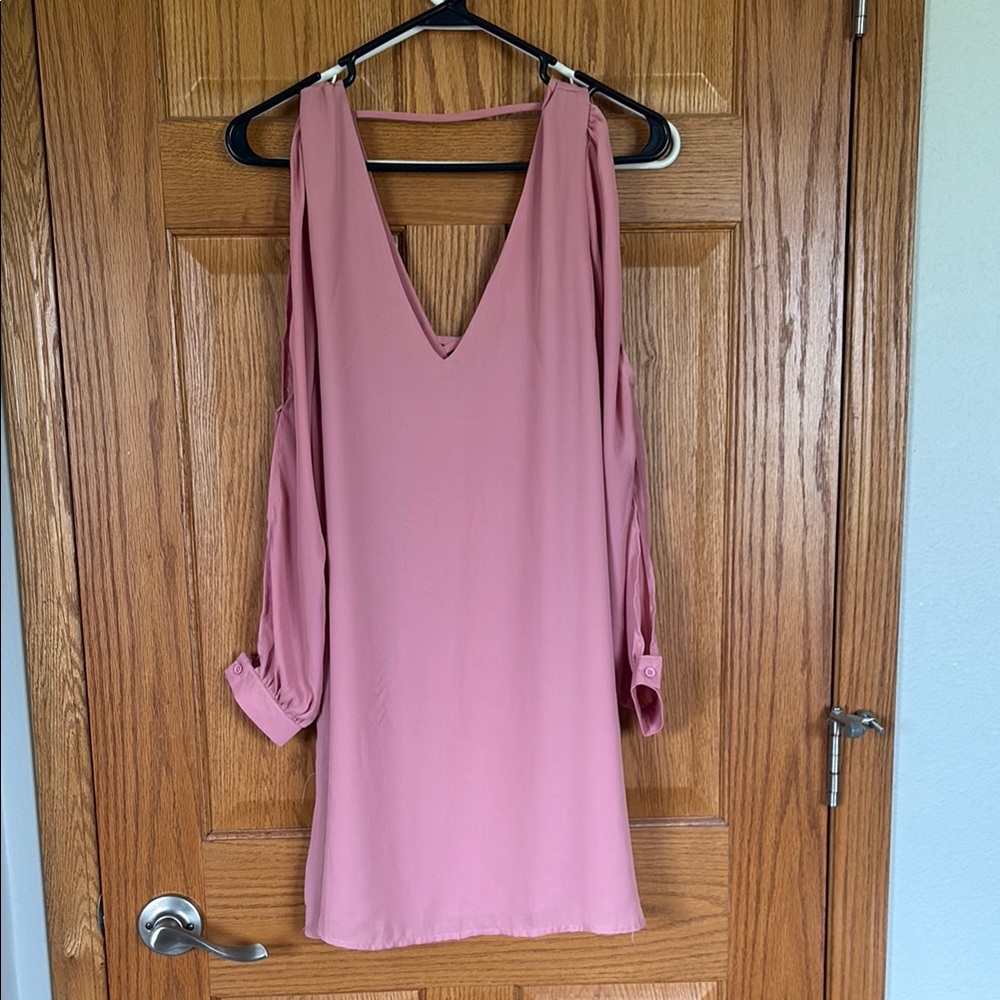 Lucca Pink Cold Shoulder Mini Dress Sz XS